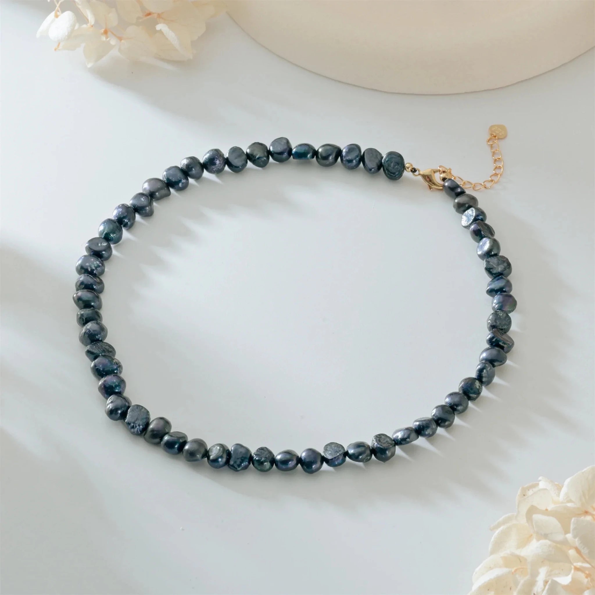 Real Natural Baroque Freshwater Pearl Choker Necklace for Women Girl Gift Popular AA 5 - 6mm 8 - 9mm Pearl Jewelry Necklace - Black & White