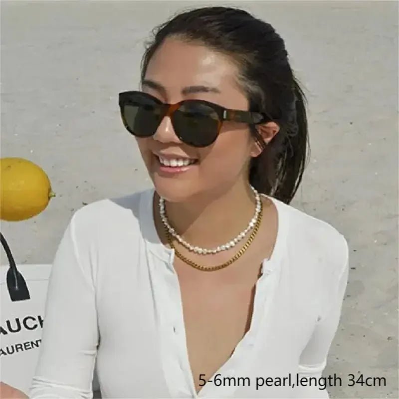 Real Natural Baroque Freshwater Pearl Choker Necklace for Women Girl Gift Popular AA 5 - 6mm 8 - 9mm Pearl Jewelry Necklace - Black & White