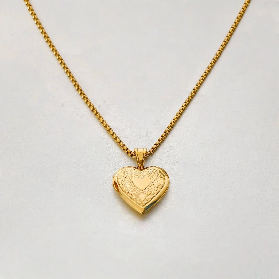 Romantic Heart Locket Pendants Female Gold Silver Color Stainless Steel Memorial Necklace For Women Jewelry Valentine Gift - Black & White
