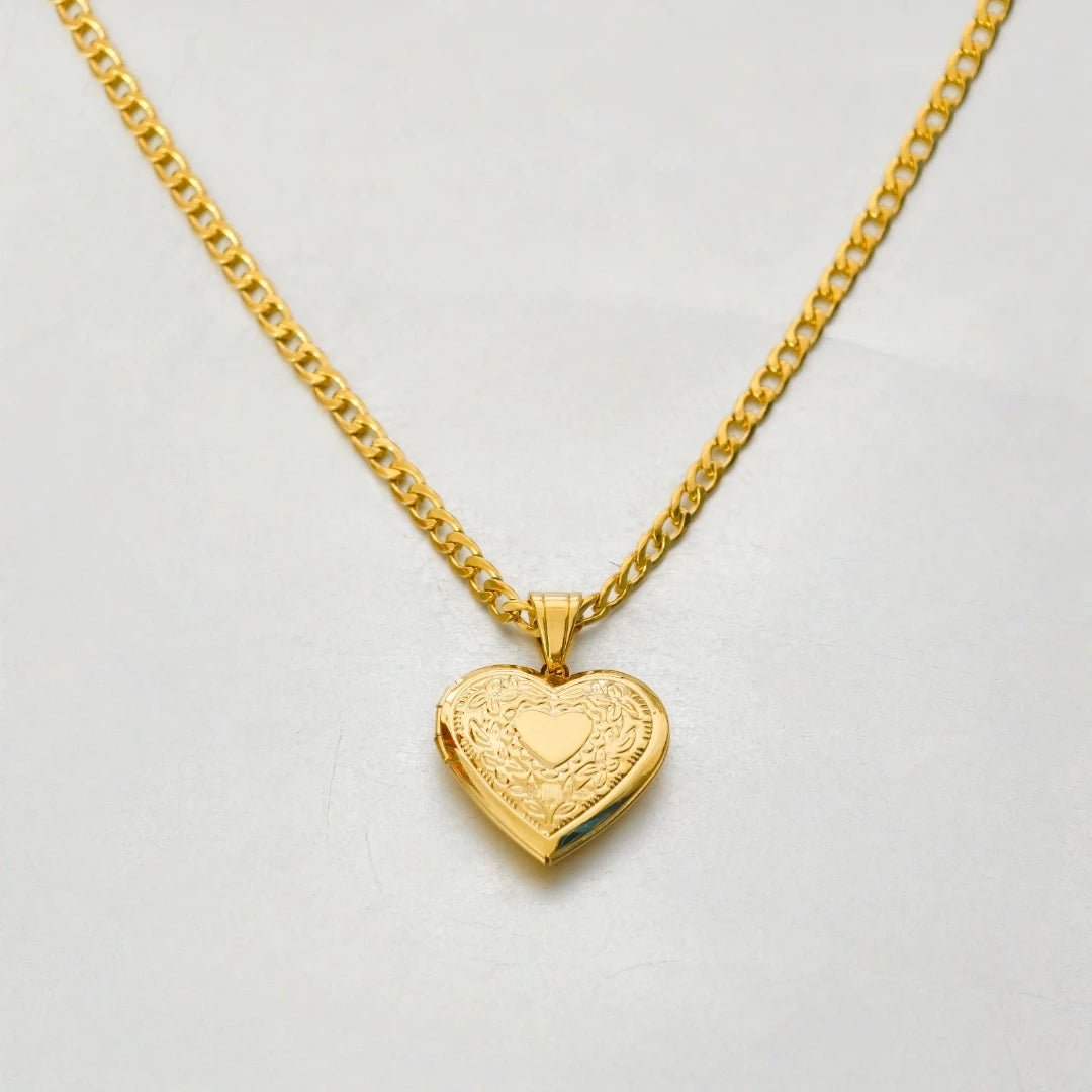 Romantic Heart Locket Pendants Female Gold Silver Color Stainless Steel Memorial Necklace For Women Jewelry Valentine Gift - Black & White