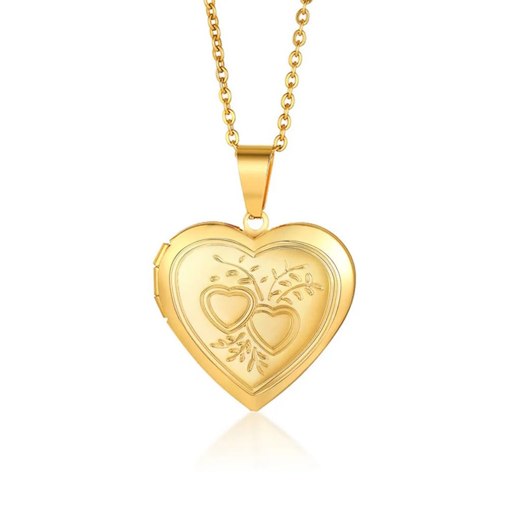 Romantic Heart Locket Pendants Female Gold Silver Color Stainless Steel Memorial Necklace For Women Jewelry Valentine Gift - Black & White