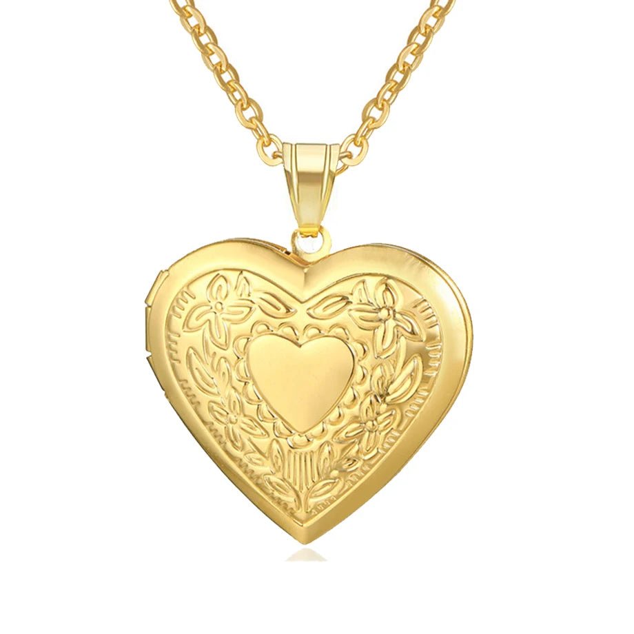 Romantic Heart Locket Pendants Female Gold Silver Color Stainless Steel Memorial Necklace For Women Jewelry Valentine Gift - Black & White