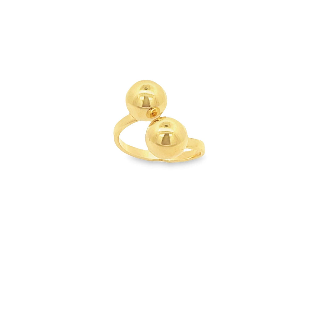 Trendy Adjustable Two Beads Open Ring (D102) - Black & White