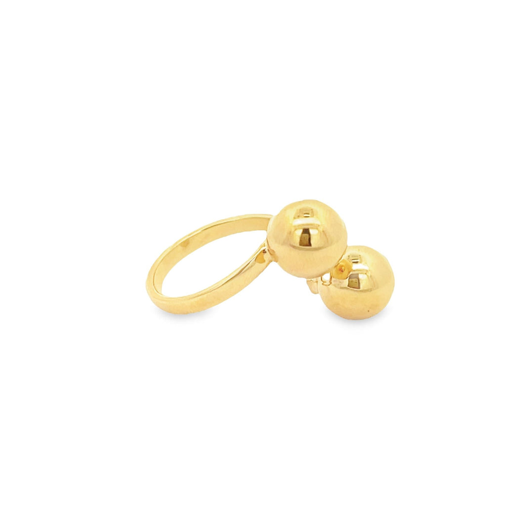 Trendy Adjustable Two Beads Open Ring (D102) - Black & White