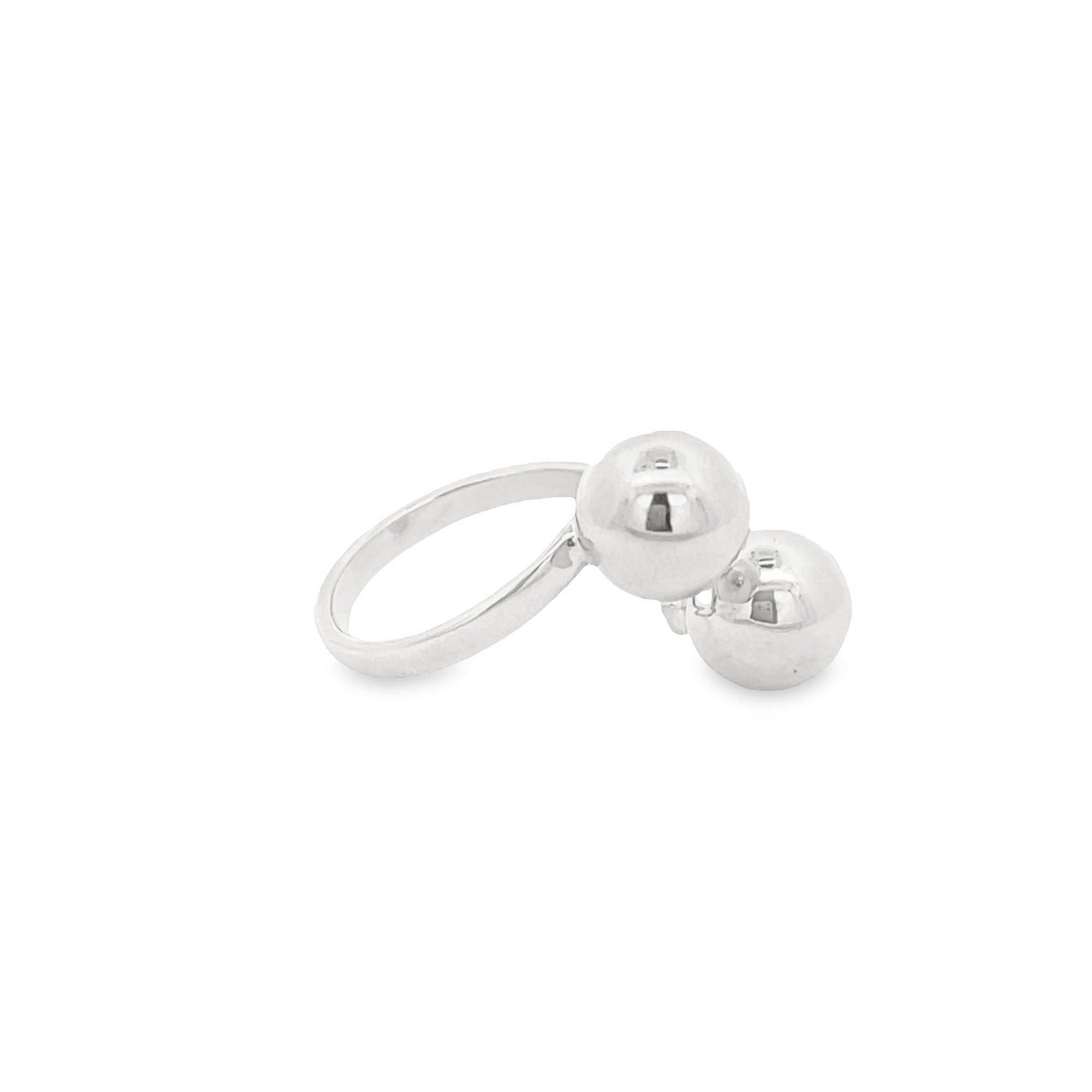 Trendy Adjustable Two Beads Open Ring (D102) - Black & White