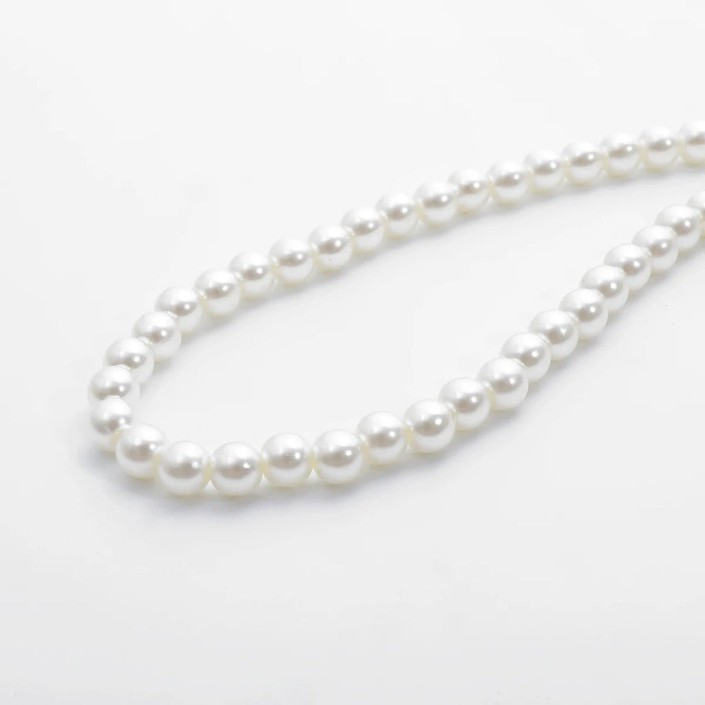 Trendy Beaded Imitation Pearl Short Choker Necklace Men Simple Handmade Strand Beads Chain Necklaces 2023 Fashion Jewelry Collar - Black & White