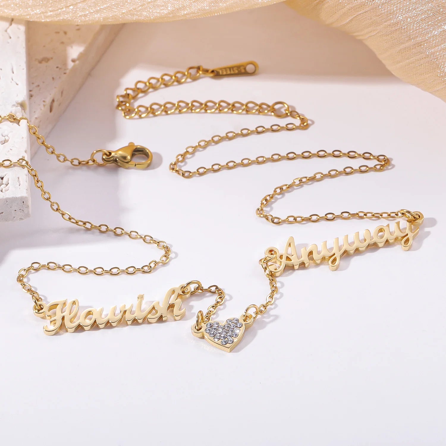 Zciti Personalized Customized Multi - Name Necklace Shan Love Stone Pendant Stainless Steel Jewelry Mother'S Day Gift - Black & White