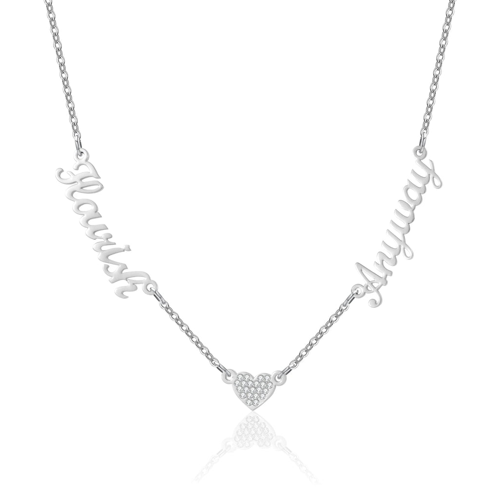 Zciti Personalized Customized Multi - Name Necklace Shan Love Stone Pendant Stainless Steel Jewelry Mother'S Day Gift - Black & White