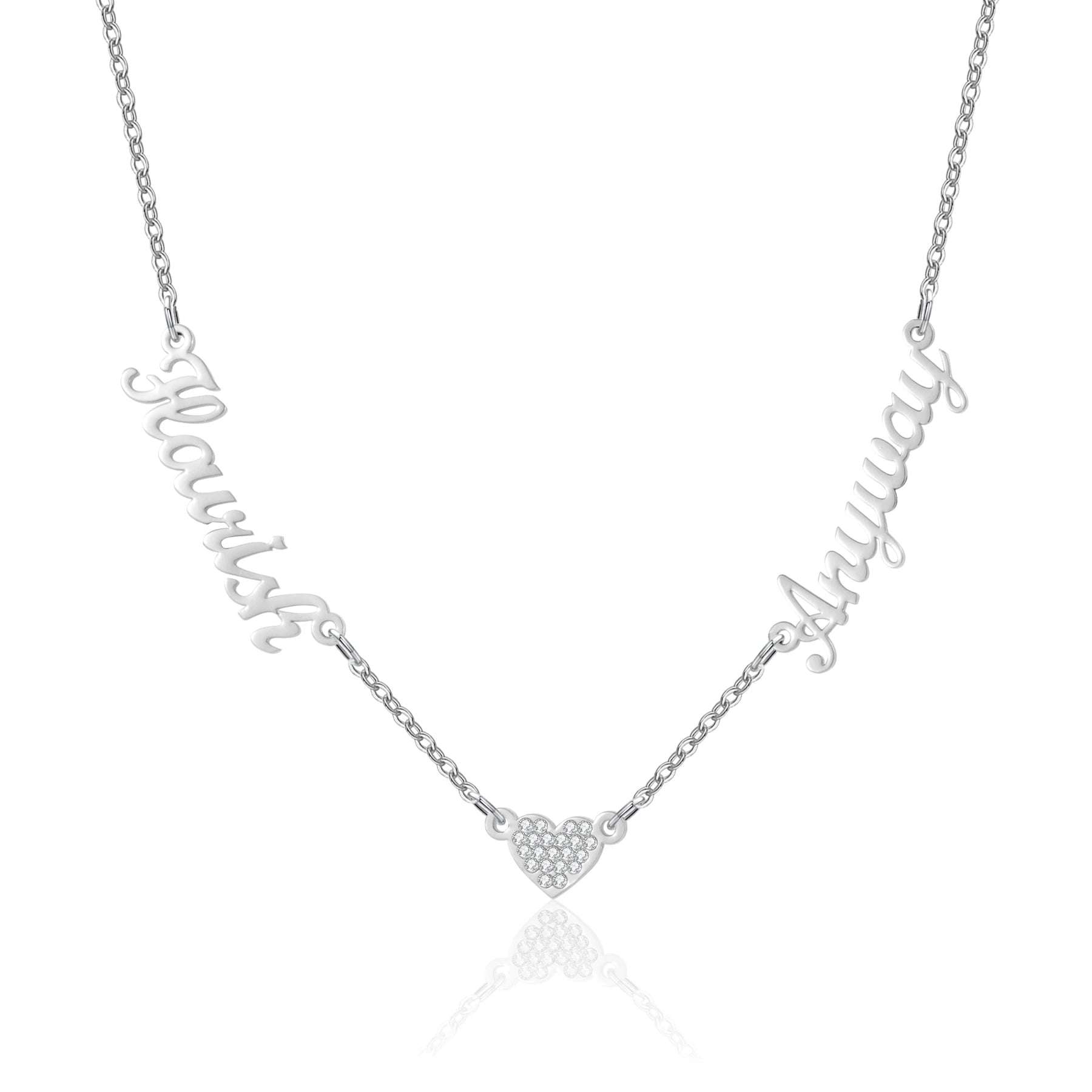 Zciti Personalized Customized Multi - Name Necklace Shan Love Stone Pendant Stainless Steel Jewelry Mother'S Day Gift - Black & White