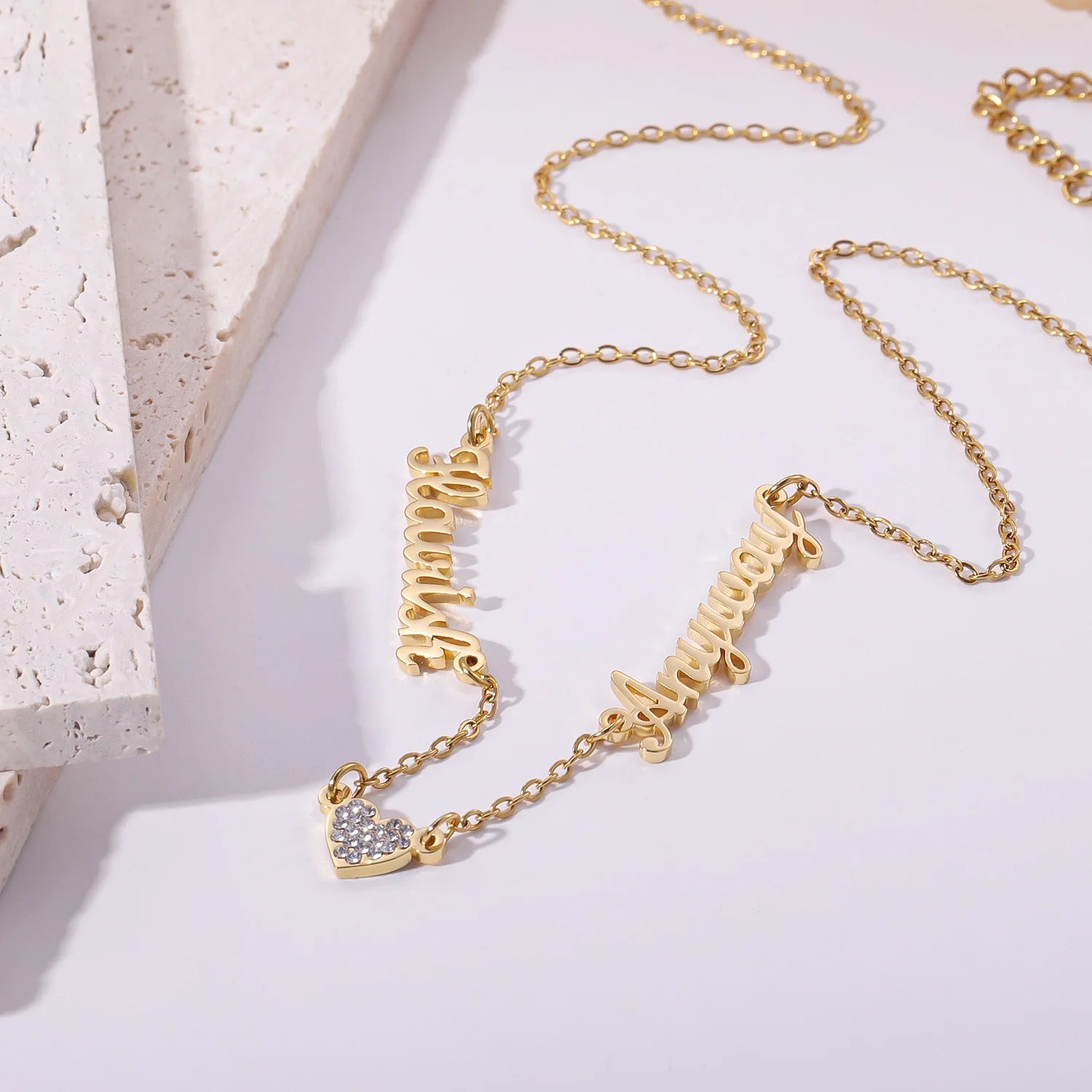 Zciti Personalized Customized Multi - Name Necklace Shan Love Stone Pendant Stainless Steel Jewelry Mother'S Day Gift - Black & White